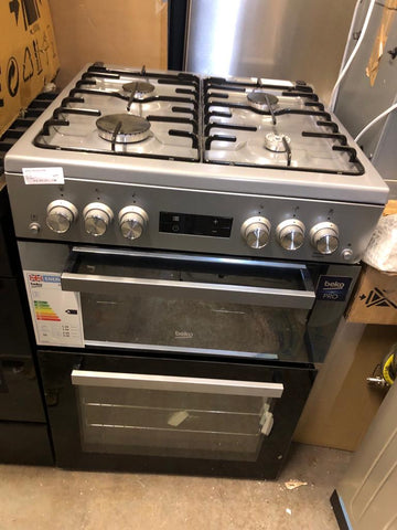 Beko XDVG675SM Dark Silver Mirrored Gas Cooker Double Oven 60cm
