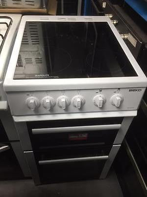 Beko BDC5422AW A 50cm Twin Cavity Ceramic Electric Cooker with 4