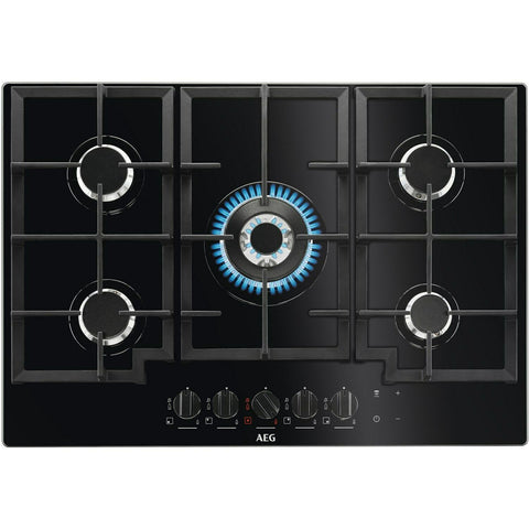 AEG HKB75NB540 75cm Five Burner Gas-on-glass Hob With Work Burner
