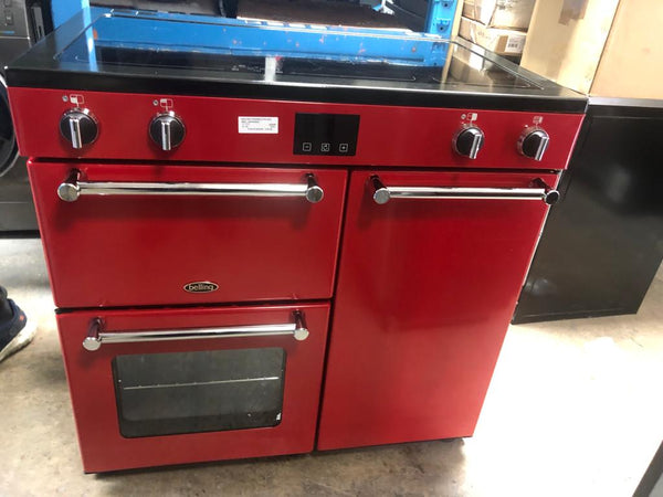 BELLING Kensington 90 cm Electric Induction Range Cooker Red Chrome 44 Safeer Appliances Ltd