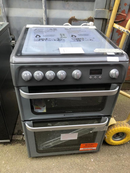 Hotpoint Ultima HUG61G Graphite 60cm Gas Twin Cavity Cooker LPG