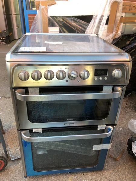 Hotpoint hue61xs 60cm double oven electric cooker sales