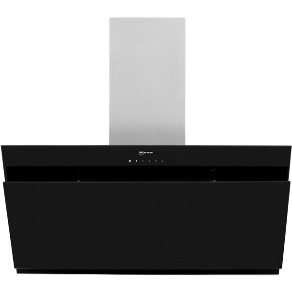 Neff D95IHM1S0B 90cm Angled Glass Chimney Hood in Black Safeer