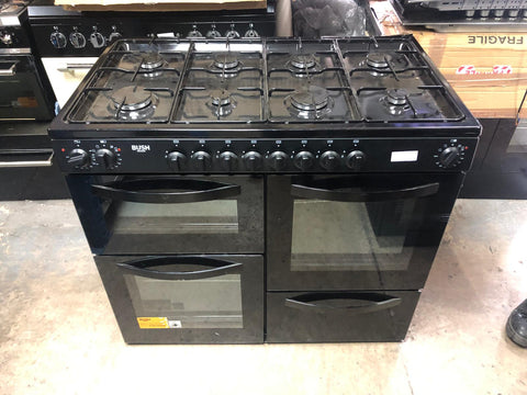 BUSH BRC100DHEB 100CM DUAL FUEL RANGE COOKER BLACK 6 BURNER LPG CONVER bush-brc100dheb-100cm-dual-fuel-range-cooker-black-6-burner-lpg-conver