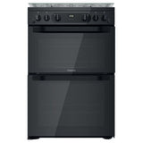 Hotpoint HDM67G0CCB/UK Gas Cooker with Double Oven - Black LPG Convertible 60CM