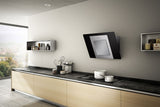 Faber City EG6 BK /X A80 - 80cm Angled Cooker Hood - Black Glass & Stainless Steel - 110.0322.124