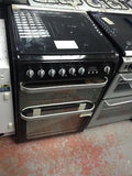 Hotpoint HUD61KS Free Standing AA Dual Fuel Cooker with Gas Hob 60cm Black LPG CONVERTIBLE