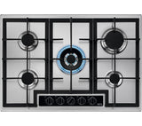 AEG HGB75420YM Gas Hob, 74.5cm, Stainless Steel