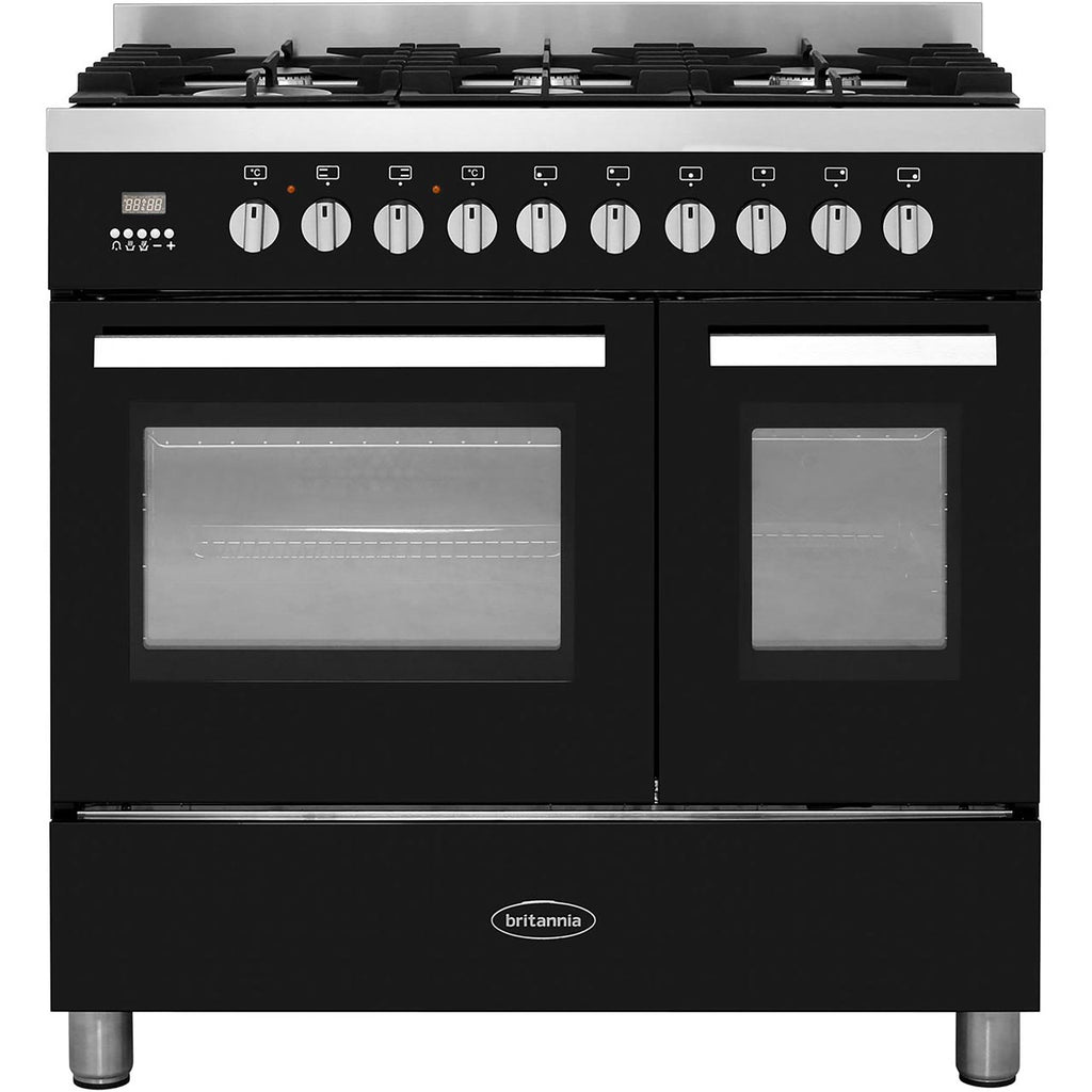 Britannia RC9TGSTK Dual Fuel Range Cooker Black Gloss A Rated LPG Conv