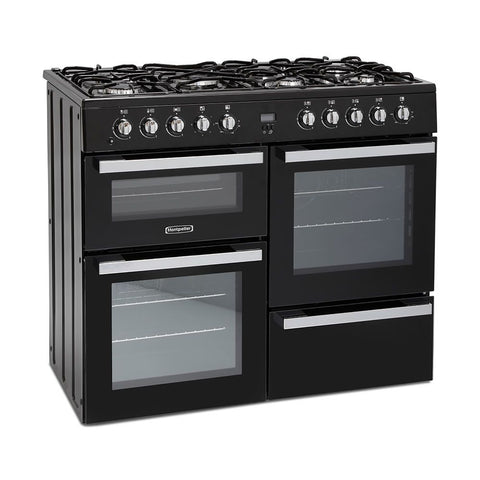 Montpellier MDF100K 1000mm Dual Fuel Range Cooker 7 x Burners Black
