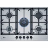 Neff T27DS59N0 75cm Wide Stainless Steel Gas Hob With Cast Iron Pan Supports