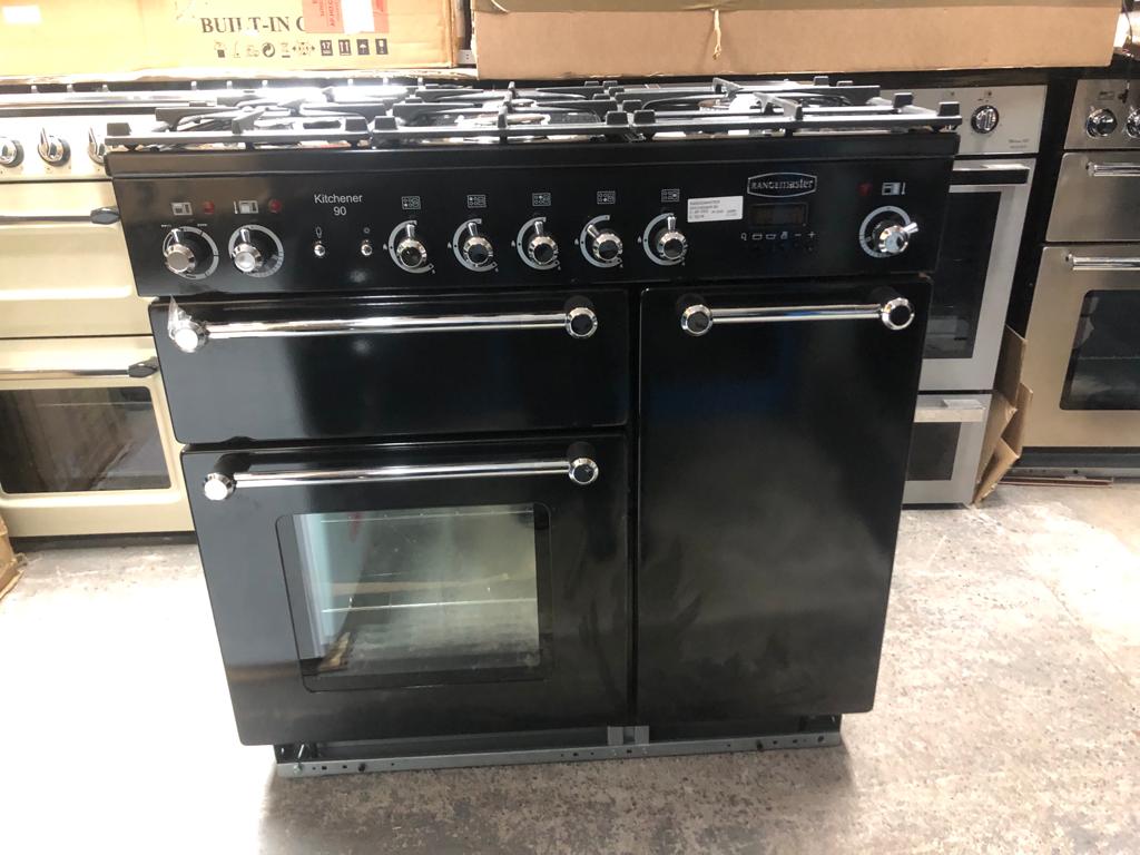 RANGEMASTER Kitchener 90 KCH90DFFBL 90cm Dual Fuel Rangecooker Bla Safeer Appliances Ltd