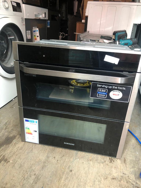 Samsung Dual Cook Flex NV75R7676RS Built-In Pyrolytic Single Oven, Bla ...