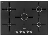 Smeg PV175CN Linea 74cm 5 Burner Gas-on-glass Hob Straight Edge Glass Black