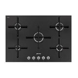 Smeg PV175CN Linea 74cm 5 Burner Gas-on-glass Hob Straight Edge Glass Black