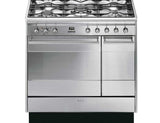 SMEG Concert 90 cm Dual Fuel Range Cooker - Stainless Steel