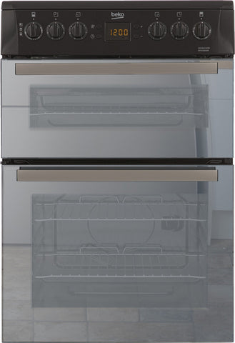 Beko BDVC665MK Mirrored Glass  60cm Double Oven Electric Cooker